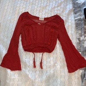 Vestique Rust Flare Sleeve Crop Top